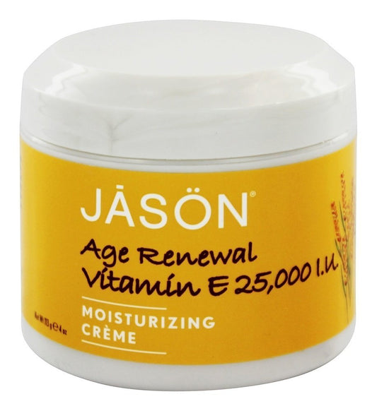 JASON Vitamin E Age Renewal Creme jar showing rich hydration for daily use.