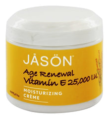 JASON Vitamin E Age Renewal Creme jar showing rich hydration for daily use.