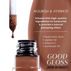 Close-up swatch of Jason Wu Good Gloss Almond Latte showing creamy texture.