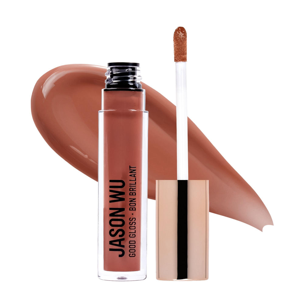 Jason Wu Good Gloss GG03 Peach Cobbler tube showing rich hydration and pigment.