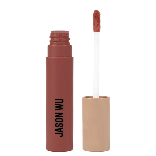 Jason Wu Honey Fluff Lip Cream Nutmeg on lips for a soft, pigmented finish