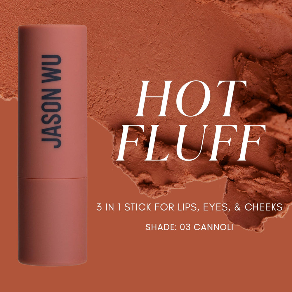 Jason Wu Hot Fluff blush on cheek, soft monochrome glow.