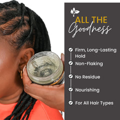 Jaycee Naturals Slick Me Edge Control washes out easily with water.