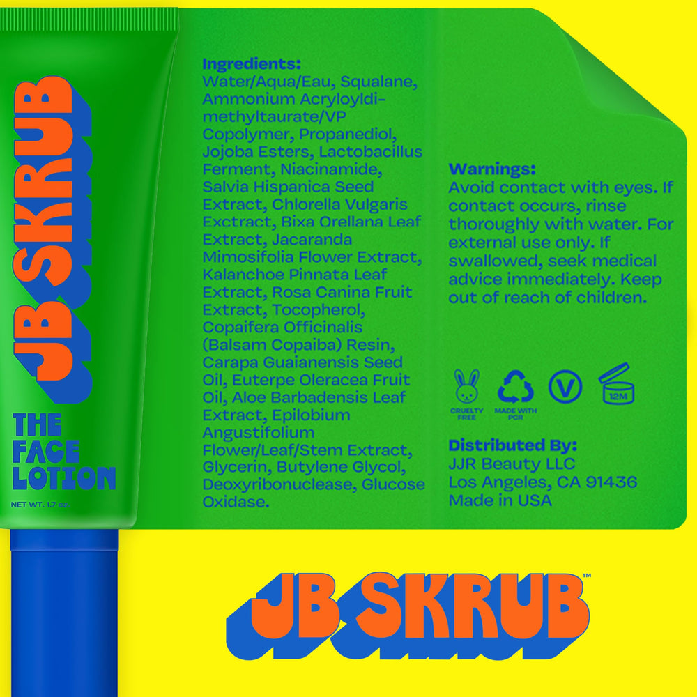 JB SKRUB face lotion applying on teen skin for balanced moisture and oil control