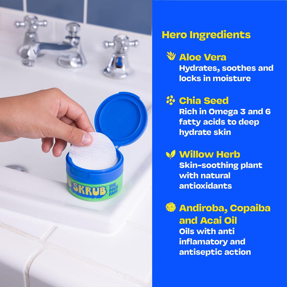 Ingredients close-up: succinic acid and aloe in JB SKRUB for sensitive skin.
