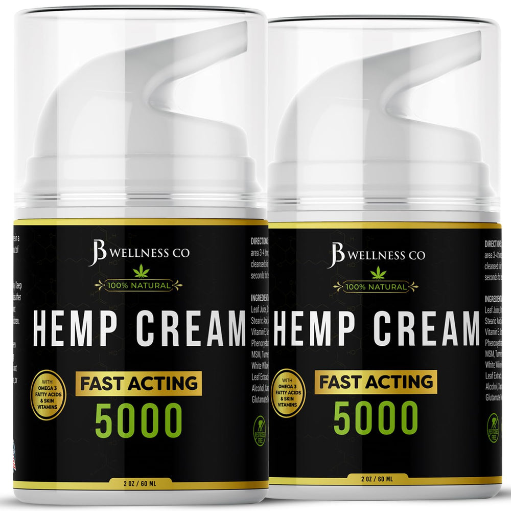 JB Wellness Co hemp cream bottle front view for easy application and hydration