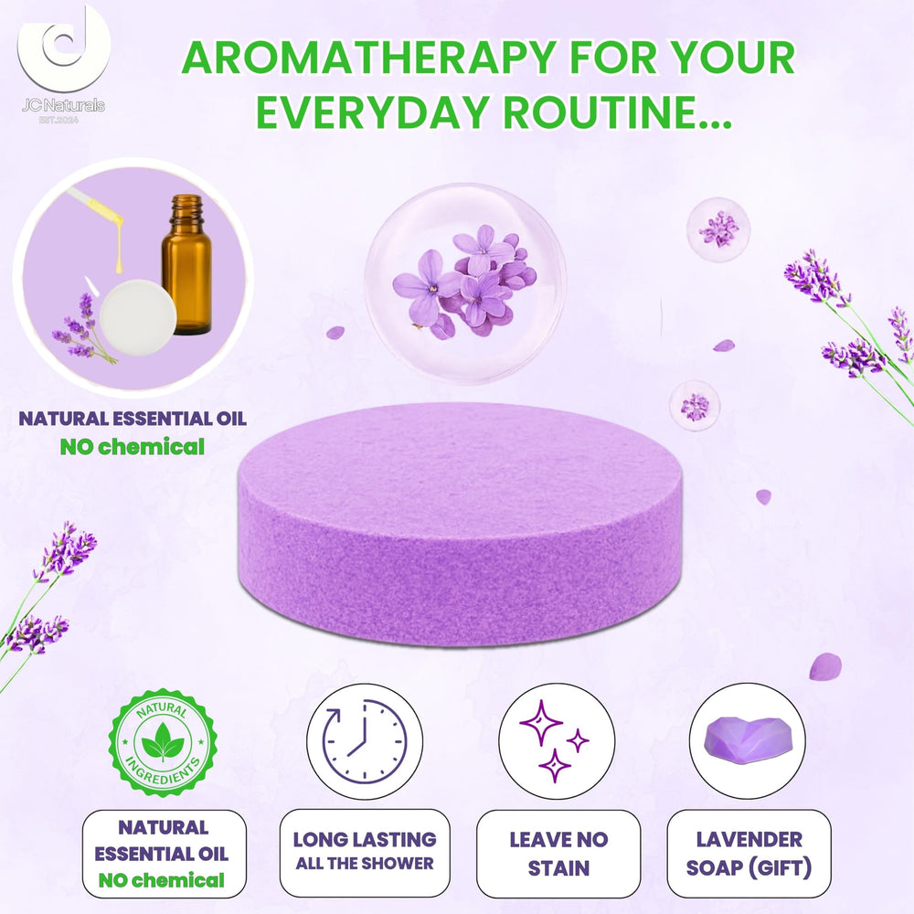 JC Naturals Lavender Shower Steamer XL activating steam for relaxation during routine