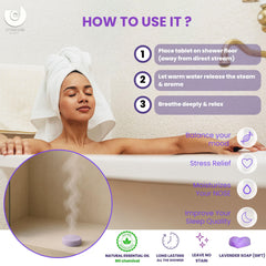 Shower surface with JC Naturals Lavender Shower Steamer XL dissolving cleanly and residue-free