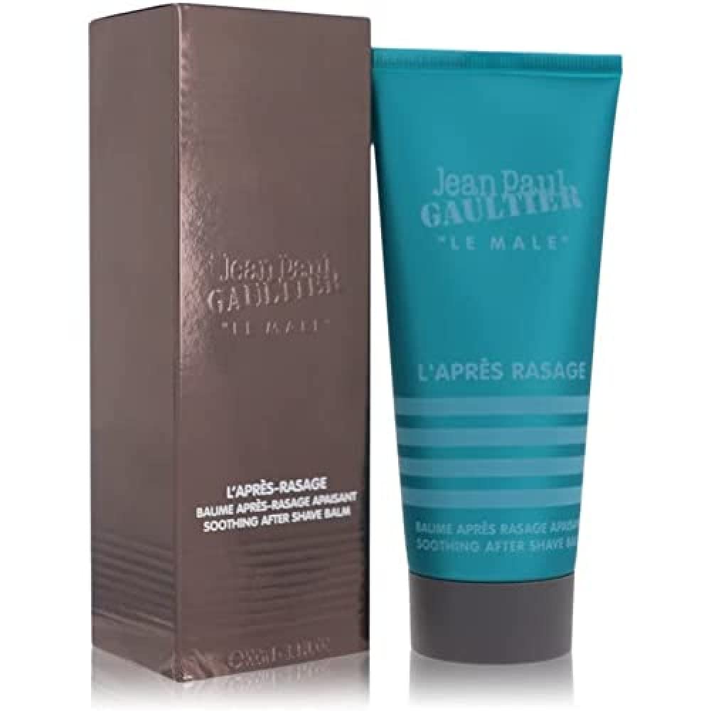 Jean Paul Gaultier Le Male aftershave balm bottle for refreshed skin after shaving.