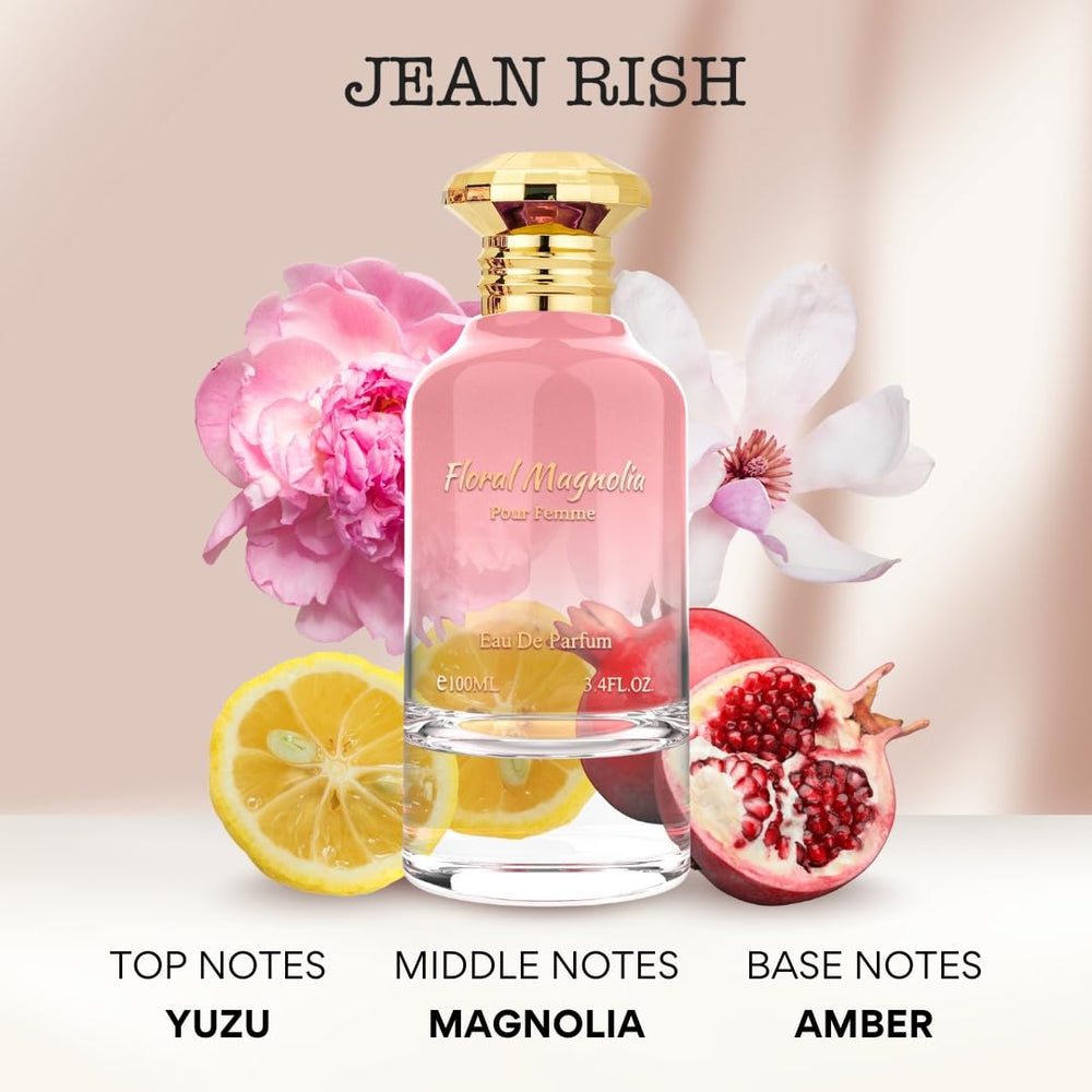 Jean Rish Floral Magnolia bottle top close-up: crisp cap design for a premium look.