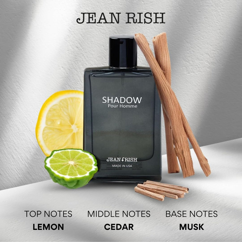 Jean Rish Shadow Pour Homme cap and label close-up show premium finish