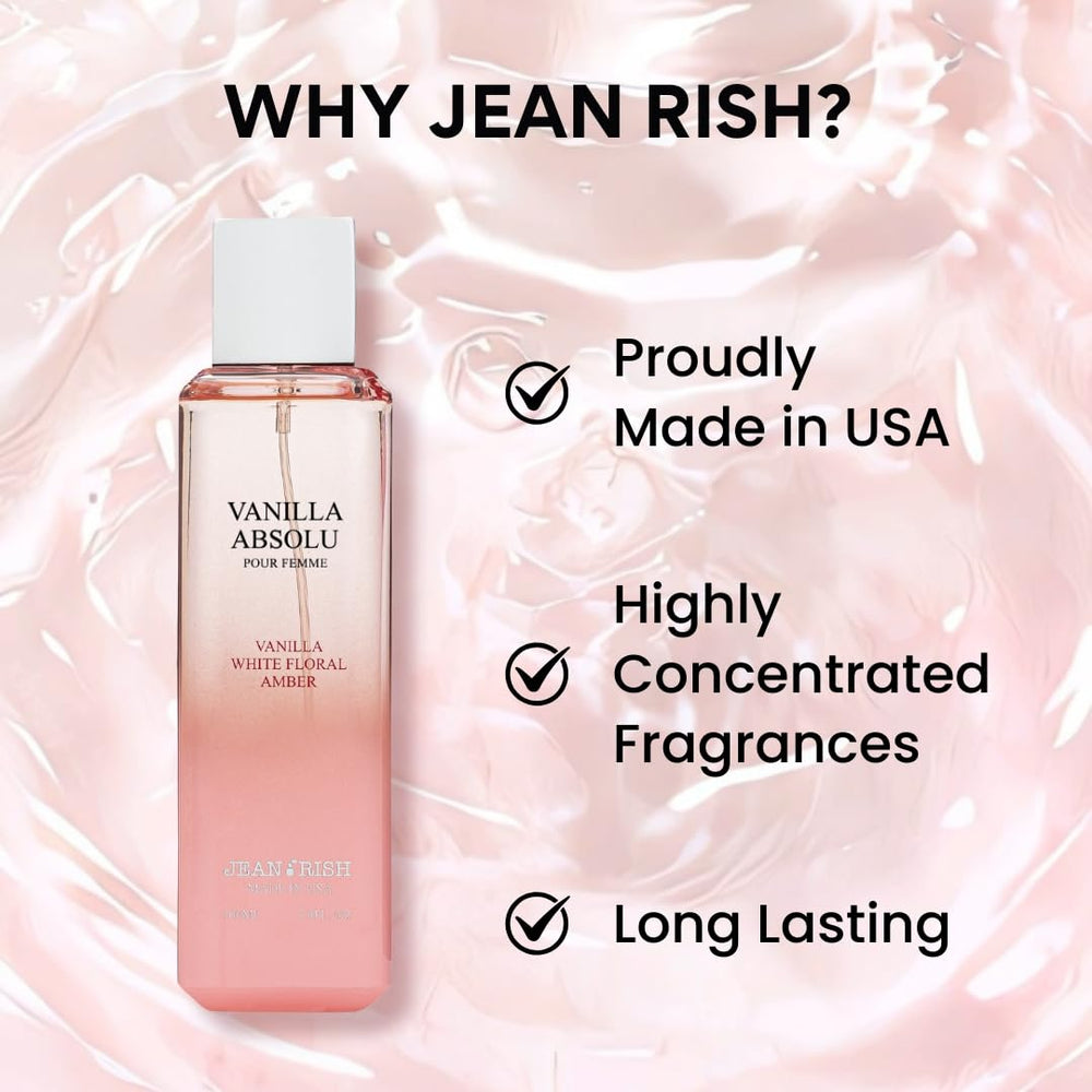 Jean Rish Vanilla Absolu base notes of amber and honeysuckle linger softly