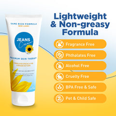 Jeans Cream hands and feet therapy demonstrating gentle moisture delivery.