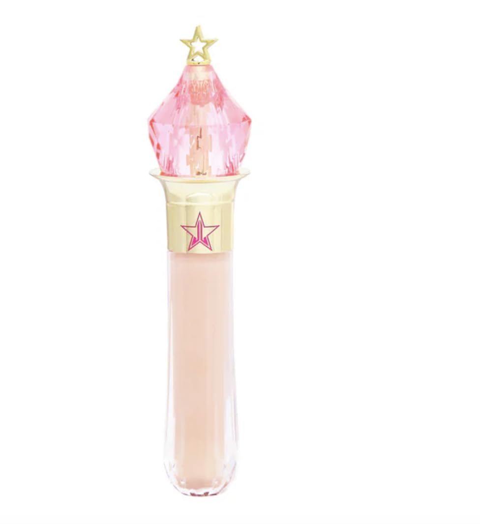 Jeffree Star Magic Star concealer wand application shows long-wearing cream finish for all-day wear.