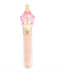 Jeffree Star Magic Star concealer wand application shows long-wearing cream finish for all-day wear.