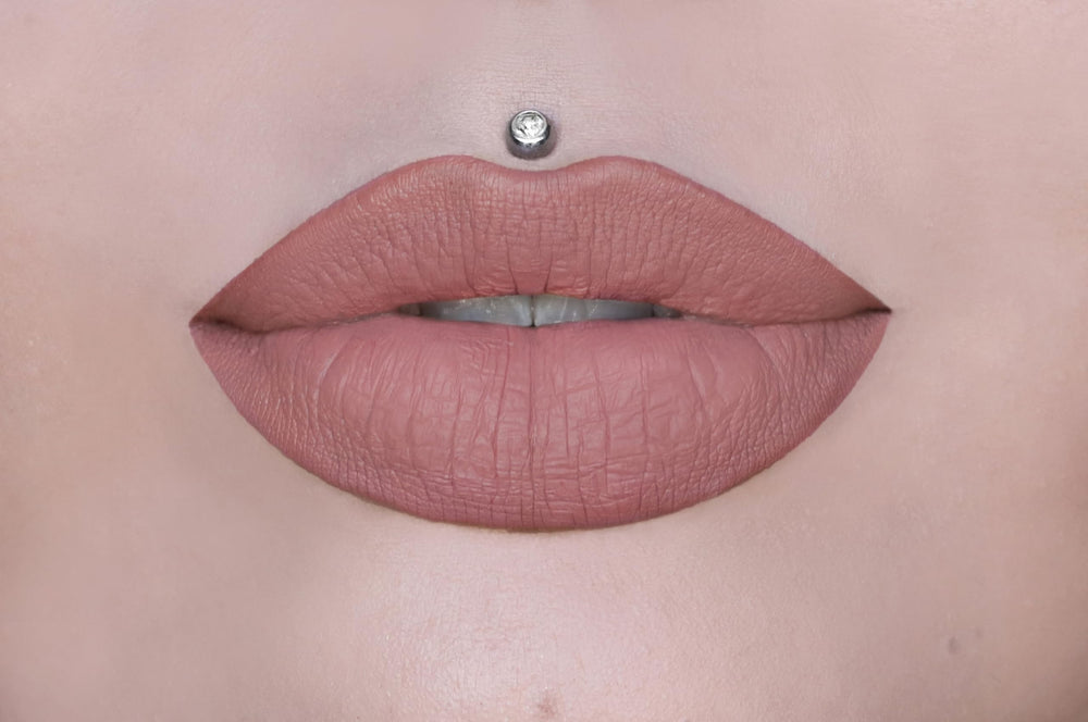 Jeffree Star Velour Liquid Lipstick Christmas Cookie swatches show long-lasting matte nude tones