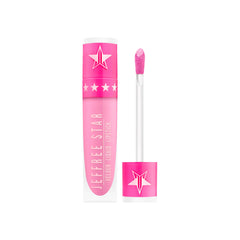 Jeffree Star Velour Liquid Lipstick Lollipop Killer swatches show bold color payoff and matte texture.