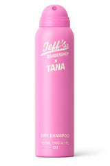 Jeff's Barbershop x Tana Dry Shampoo bottle pour for quick oil absorption.