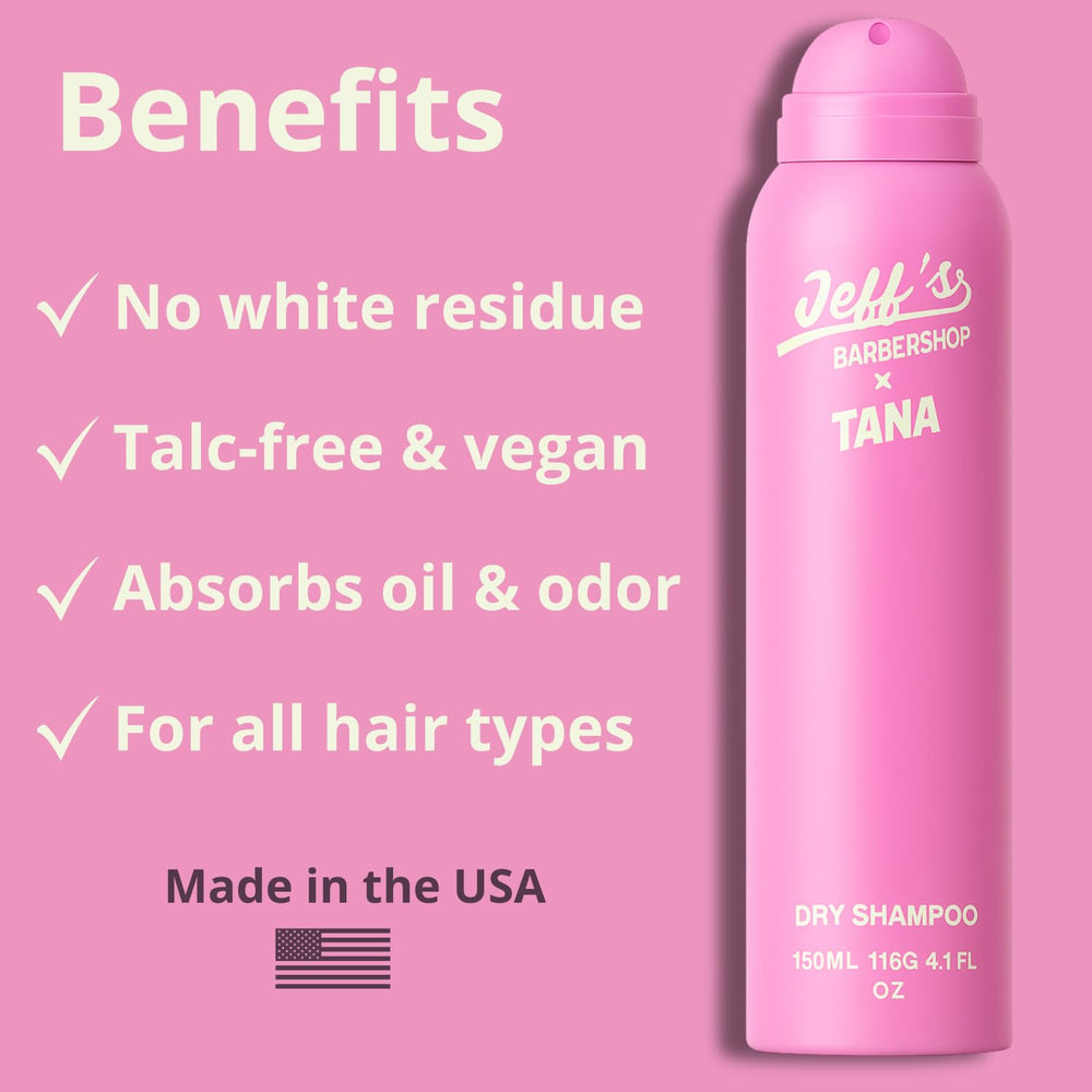 Jeff's Barbershop x Tana Dry Shampoo boosts volume and lift after use.