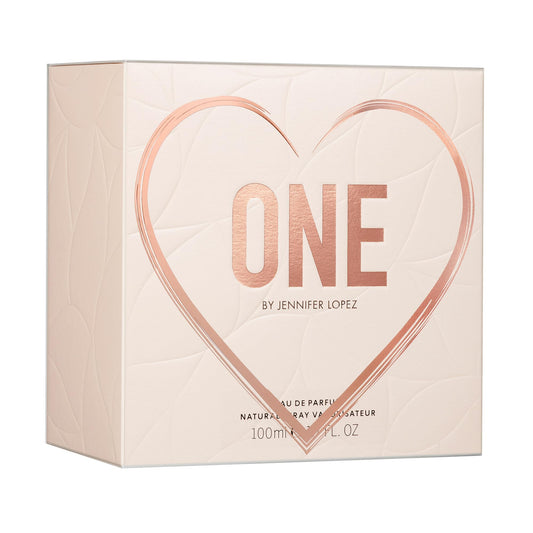 Jennifer Lopez One blush glass bottle highlights the floral woody scent.