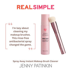 JENNY PATINKIN travel-size brush cleaner spray ideal for on the go.