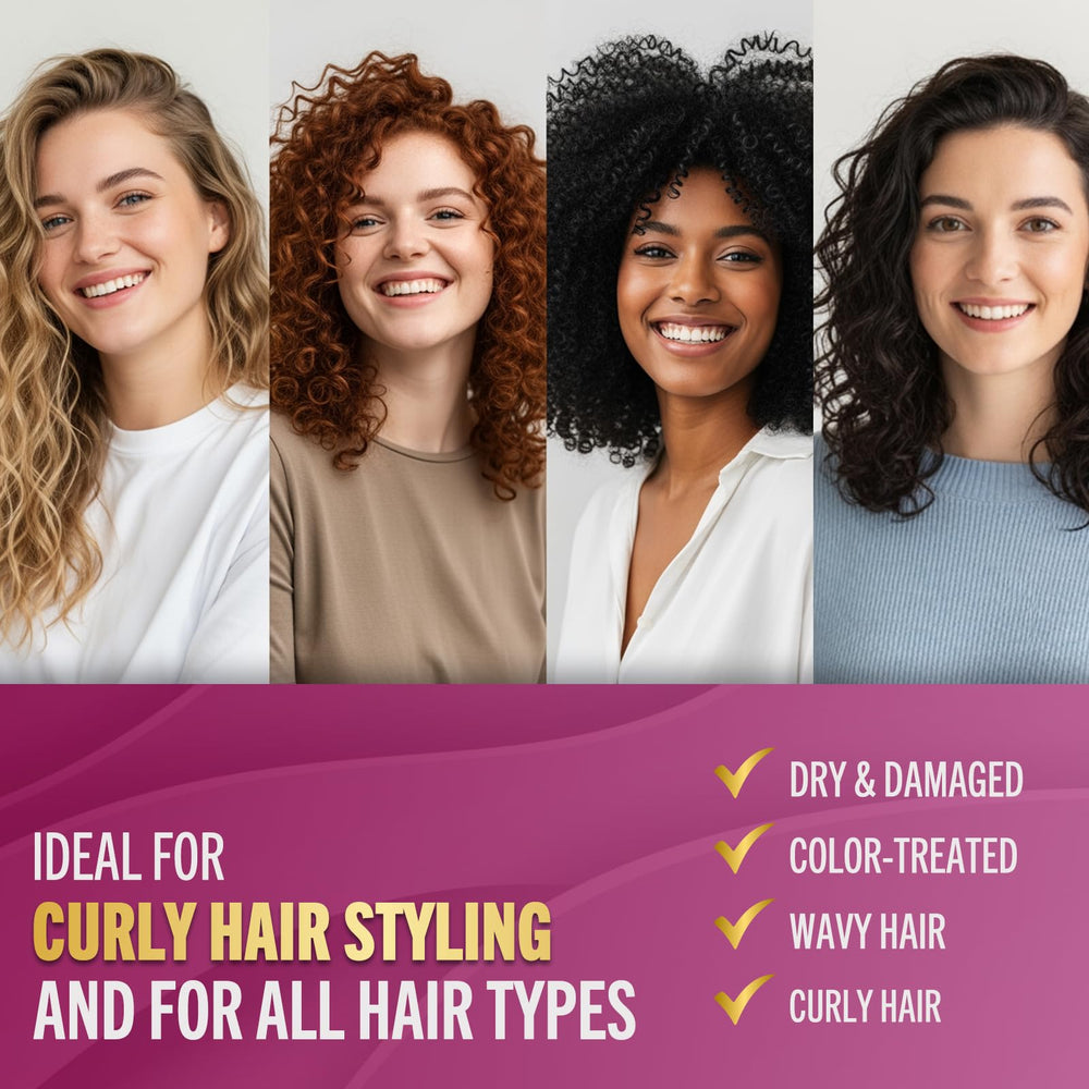 Jenoris Curls Cream applied during styling for flexible hold.