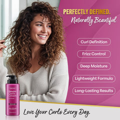 Jenoris Curls Cream works on damp hair to tame texture for smooth styling.