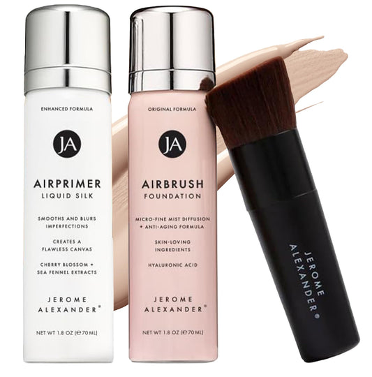 Jerome Alexander MagicMinerals AirBrush Foundation Spray for lightweight, buildable coverage with a smooth, matte finish.