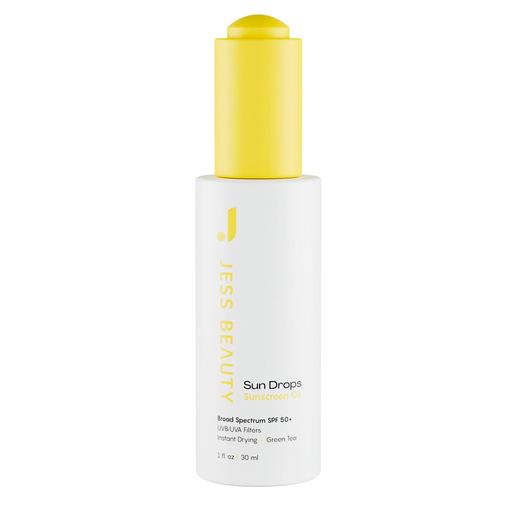 JESS BEAUTY Face Sunscreen Sun Drops bottle shown for sun protection