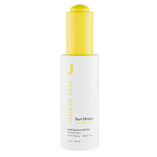 JESS BEAUTY Face Sunscreen Sun Drops bottle shown for sun protection