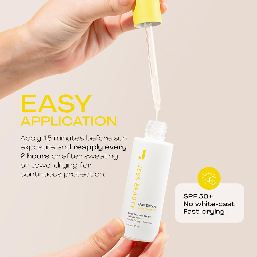Travel-friendly 1 fl oz packaging of JESS BEAUTY Sun Drops