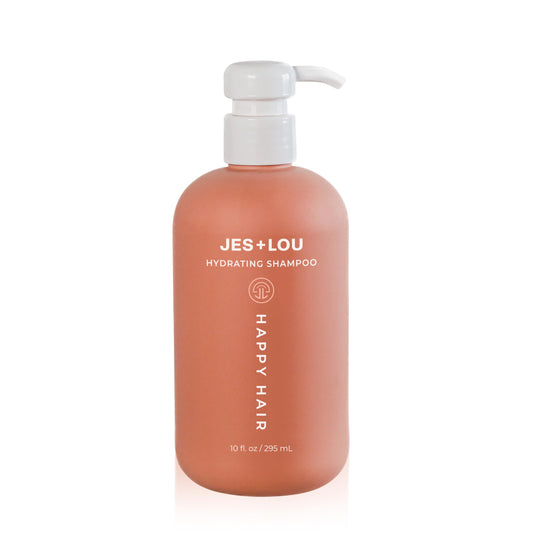Jess & Lou sulfate-free hydrating shampoo bottle shows natural formula for refreshed hair