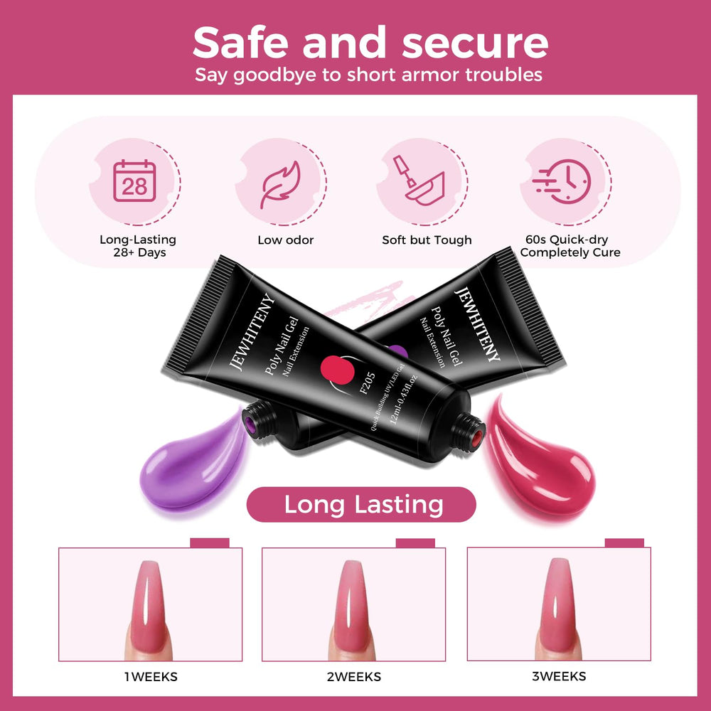 JEWHITENY base and top coats included ensure lasting nail gel adhesion.