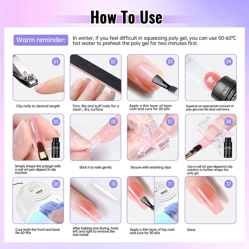 JEWHITENY nails-on-desk setup demonstrates beginner-friendly kit.