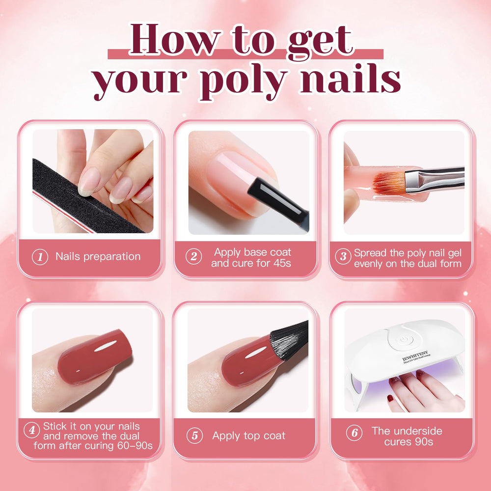 JEWHITENY packaging includes everything you need for nail extension