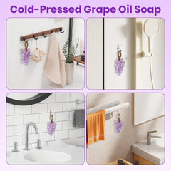 JHZHONG grape soap on a rope beside a towel illustrating a stylish home spa setup