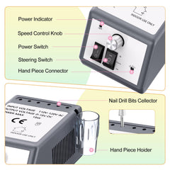 JIASHENG nail drill side view showing compact design