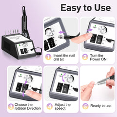 Jiasheng six-bit set with sanding bands enables versatile acrylic, gel, and poly nail work