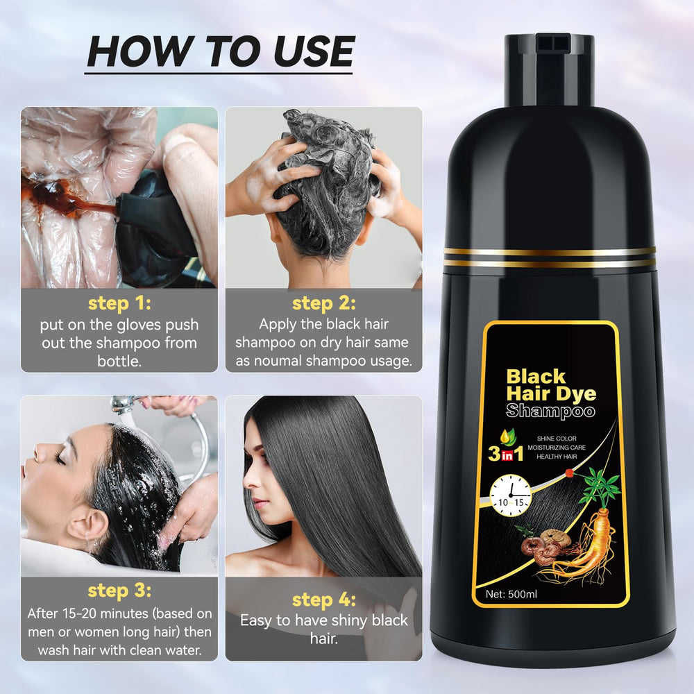 JIESSIA shampoo rinse close-up shows natural gray blending while washing