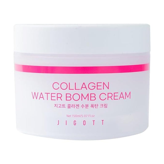 Jigott Collagen Water Bomb Cream jar highlights premium hydration packaging