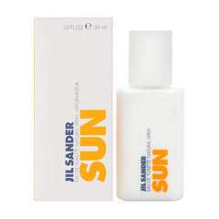 Jil Sander Sun bottle on vanity for elegant evening fragrance