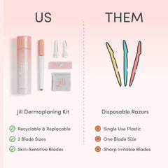 Jill Dermaplane skin-smoothing result after removing fine hair and dead skin cells