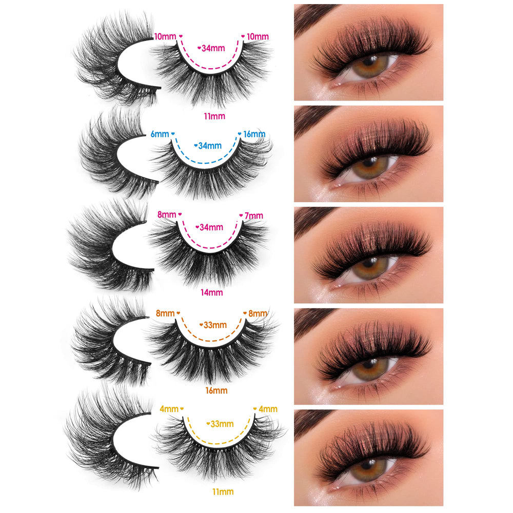 JIMIRE 5 styles mixed lashes offer cat-eye and round-eye looks.