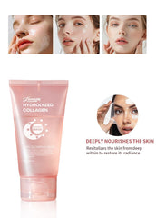 JISKG collagen night wrap face closeup showing hydrated appearance