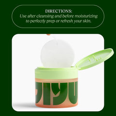 Pad being applied with circular motions on the cheek for even coverage.