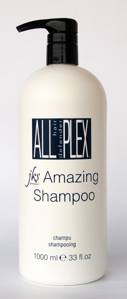 JKS International ALL hd PLEX Amazing Shampoo bottle boosts softness, shine, and body