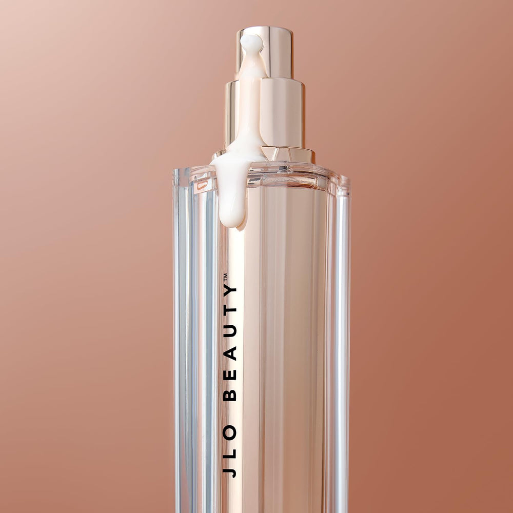 JLO Beauty Brightening Serum morning routine shot emphasizes quick use before a busy day.