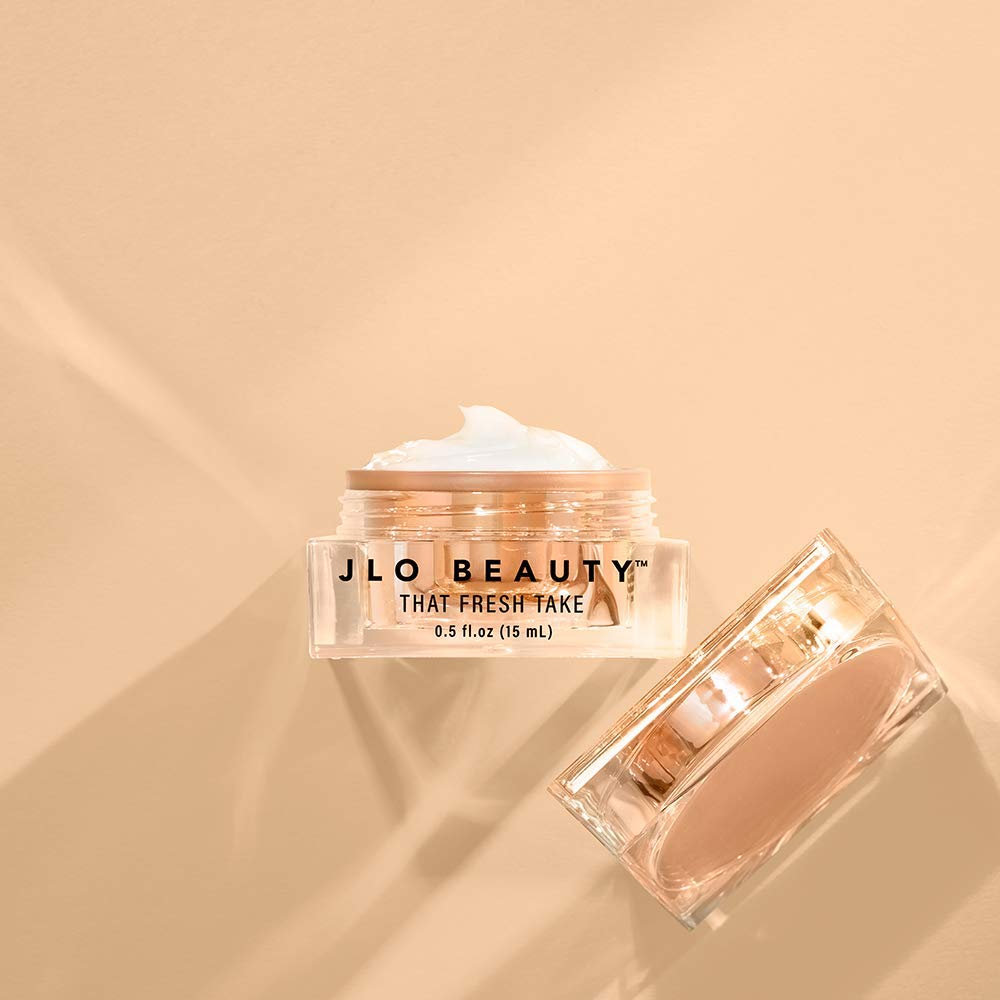 JLO BEAUTY eye care bottle label highlights formulation details for shoppers.