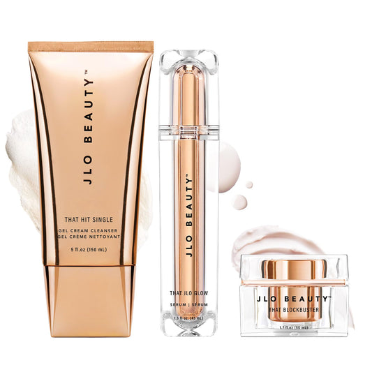 JLO BEAUTY That Hit Single Gel Cream Cleanser purifies skin while removing makeup gently.