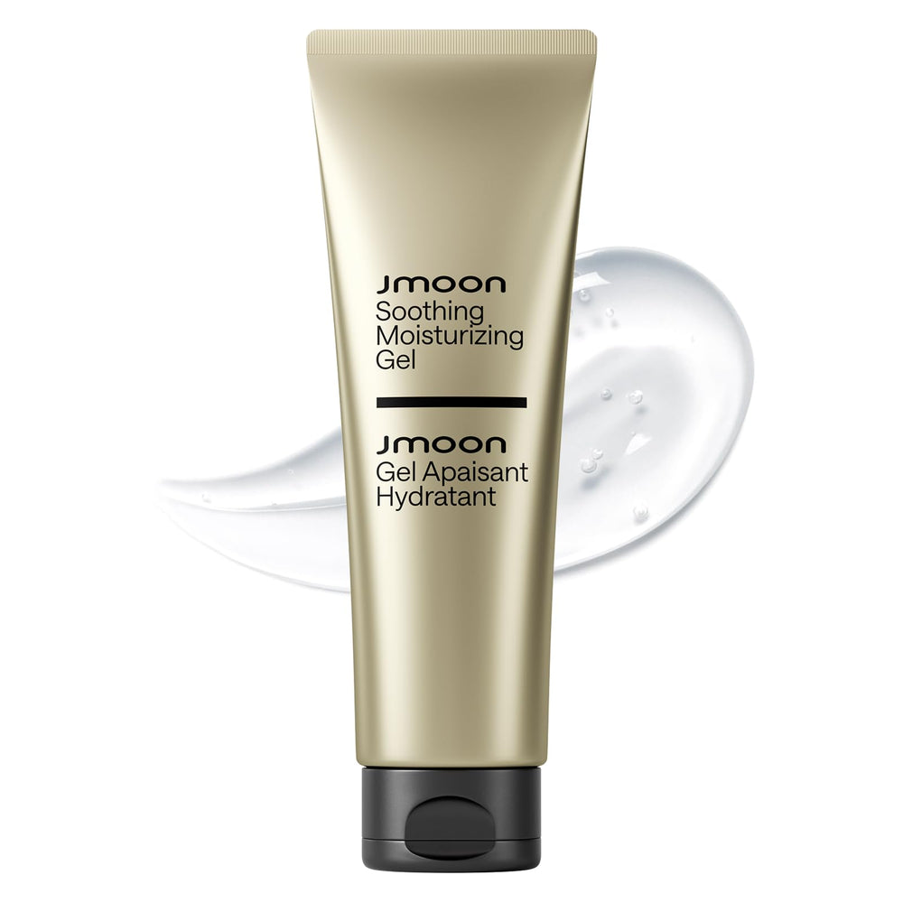 JMOON soothing moisturizing gel bottle demonstrates easy glide for facial care
